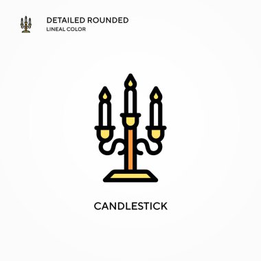 Şamdan vektör simgesi. Modern vektör illüstrasyon kavramları. Düzenlemesi ve kişiselleştirmesi kolay.