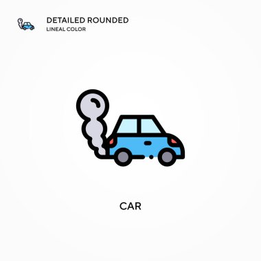 Araba vektör simgesi. Modern vektör illüstrasyon kavramları. Düzenlemesi ve kişiselleştirmesi kolay.