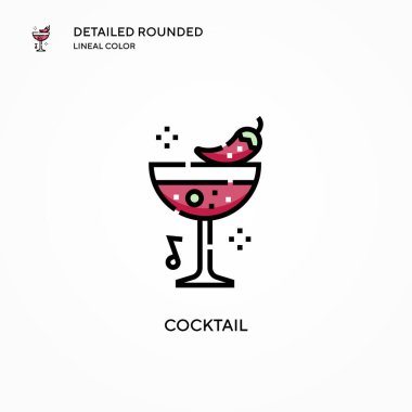 Kokteyl vektör simgesi. Modern vektör illüstrasyon kavramları. Düzenlemesi ve kişiselleştirmesi kolay.