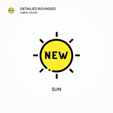 Güneş vektör simgesi. Modern vektör illüstrasyon kavramları. Düzenlemesi ve kişiselleştirmesi kolay.