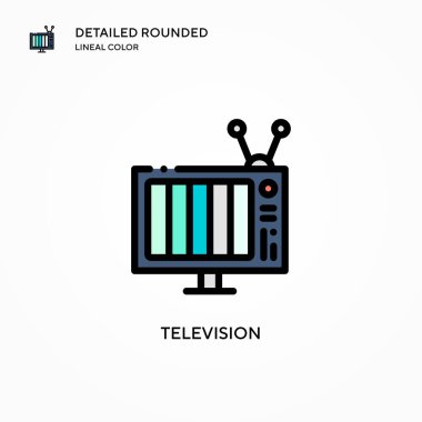 Televizyon vektör simgesi. Modern vektör illüstrasyon kavramları. Düzenlemesi ve kişiselleştirmesi kolay.