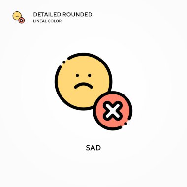 Üzücü vektör simgesi. Modern vektör illüstrasyon kavramları. Düzenlemesi ve kişiselleştirmesi kolay.