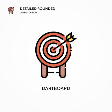 Dartboard vektör simgesi. Modern vektör illüstrasyon kavramları. Düzenlemesi ve kişiselleştirmesi kolay.