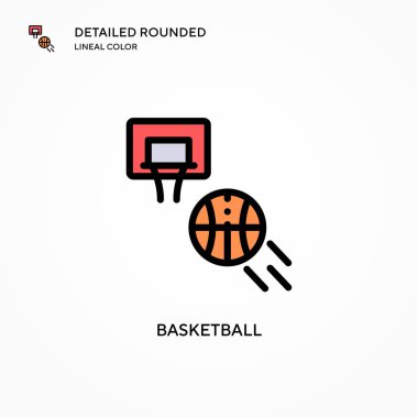 Basketbol vektör ikonu. Modern vektör illüstrasyon kavramları. Düzenlemesi ve kişiselleştirmesi kolay.