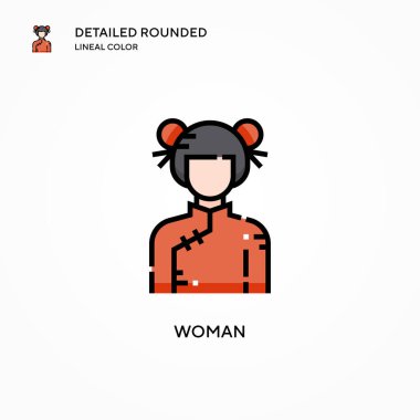 Kadın vektör simgesi. Modern vektör illüstrasyon kavramları. Düzenlemesi ve kişiselleştirmesi kolay.