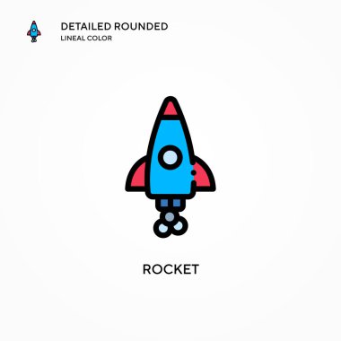 Roket vektör simgesi. Modern vektör illüstrasyon kavramları. Düzenlemesi ve kişiselleştirmesi kolay.