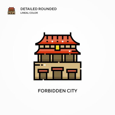 Yasak şehir vektör simgesi. Modern vektör illüstrasyon kavramları. Düzenlemesi ve kişiselleştirmesi kolay.