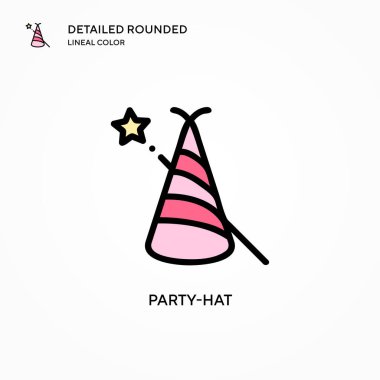 Parti şapkası vektör simgesi. Modern vektör illüstrasyon kavramları. Düzenlemesi ve kişiselleştirmesi kolay.