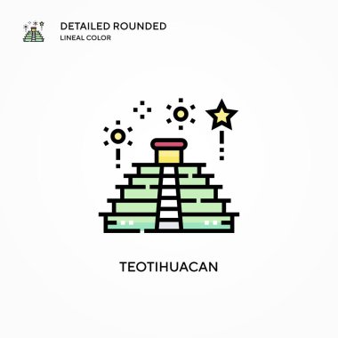 Teotihuacan vektör simgesi. Modern vektör illüstrasyon kavramları. Düzenlemesi ve kişiselleştirmesi kolay.