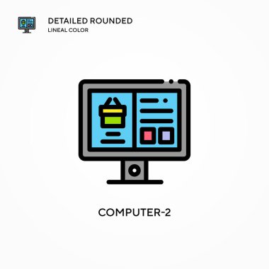 Bilgisayar-2 vektör simgesi. Modern vektör illüstrasyon kavramları. Düzenlemesi ve kişiselleştirmesi kolay.