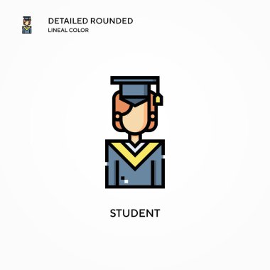 Öğrenci vektör simgesi. Modern vektör illüstrasyon kavramları. Düzenlemesi ve kişiselleştirmesi kolay.