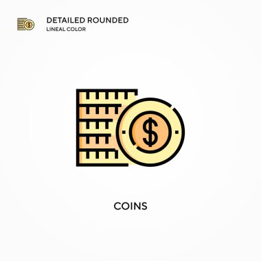 Madeni para vektör simgesi. Modern vektör illüstrasyon kavramları. Düzenlemesi ve kişiselleştirmesi kolay.