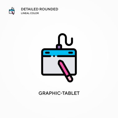 Grafik tablet vektör simgesi. Modern vektör illüstrasyon kavramları. Düzenlemesi ve kişiselleştirmesi kolay.