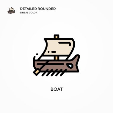 Tekne vektör simgesi. Modern vektör illüstrasyon kavramları. Düzenlemesi ve kişiselleştirmesi kolay.