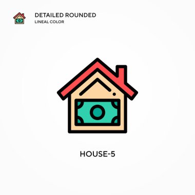 Ev-5 vektör simgesi. Modern vektör illüstrasyon kavramları. Düzenlemesi ve kişiselleştirmesi kolay.