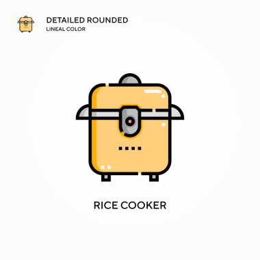 Pirinç pişirici vektör ikonu. Modern vektör illüstrasyon kavramları. Düzenlemesi ve kişiselleştirmesi kolay.