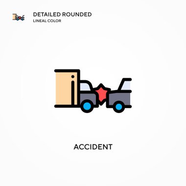 Kaza vektör simgesi. Modern vektör illüstrasyon kavramları. Düzenlemesi ve kişiselleştirmesi kolay.