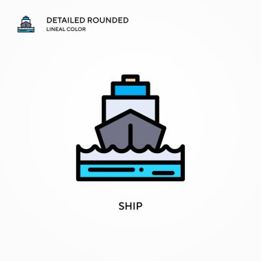 Gemi vektör simgesi. Modern vektör illüstrasyon kavramları. Düzenlemesi ve kişiselleştirmesi kolay.