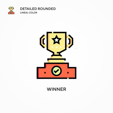 Kazanan vektör simgesi. Modern vektör illüstrasyon kavramları. Düzenlemesi ve kişiselleştirmesi kolay.