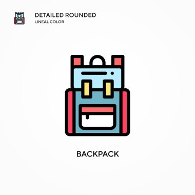 Sırt çantası vektör simgesi. Modern vektör illüstrasyon kavramları. Düzenlemesi ve kişiselleştirmesi kolay.