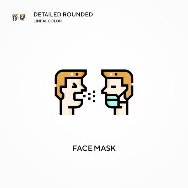 Yüz maskesi vektör simgesi. Modern vektör illüstrasyon kavramları. Düzenlemesi ve kişiselleştirmesi kolay.
