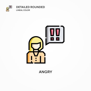 Kızgın vektör ikonu. Modern vektör illüstrasyon kavramları. Düzenlemesi ve kişiselleştirmesi kolay.