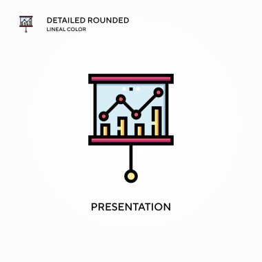 Sunum vektör simgesi. Modern vektör illüstrasyon kavramları. Düzenlemesi ve kişiselleştirmesi kolay.