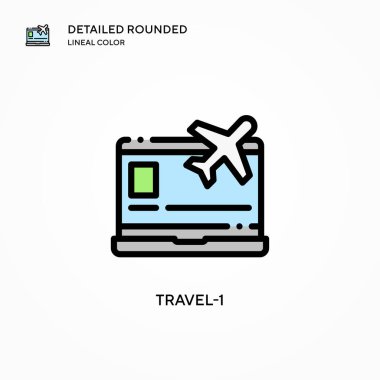 Seyahat-1 vektör simgesi. Modern vektör illüstrasyon kavramları. Düzenlemesi ve kişiselleştirmesi kolay.