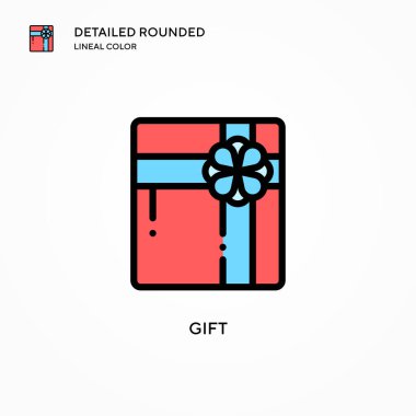 Hediye vektör simgesi. Modern vektör illüstrasyon kavramları. Düzenlemesi ve kişiselleştirmesi kolay.