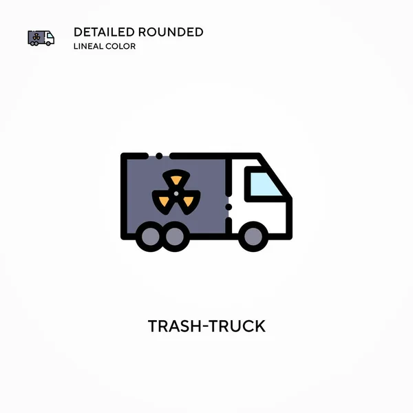 Ícone Vetor Caminhão Lixo Conceitos Modernos Ilustração Vetorial Fácil Editar — Vetor de Stock