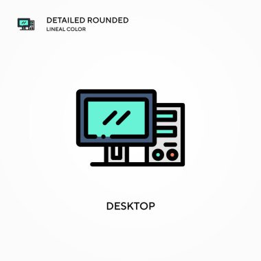 Masaüstü vektör simgesi. Modern vektör illüstrasyon kavramları. Düzenlemesi ve kişiselleştirmesi kolay.