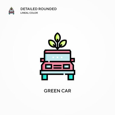 Yeşil araba vektör simgesi. Modern vektör illüstrasyon kavramları. Düzenlemesi ve kişiselleştirmesi kolay.