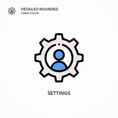 Ayarlar vektör simgesi. Modern vektör illüstrasyon kavramları. Düzenlemesi ve kişiselleştirmesi kolay.