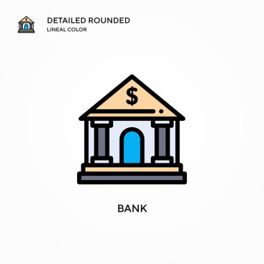 Banka vektör simgesi. Modern vektör illüstrasyon kavramları. Düzenlemesi ve kişiselleştirmesi kolay.