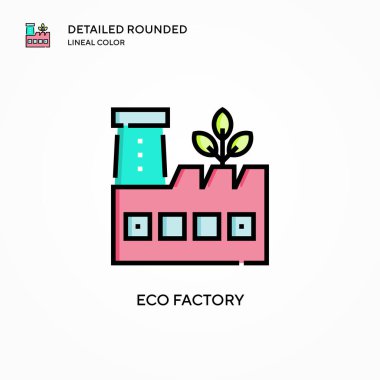 Eko fabrikası vektör ikonu. Modern vektör illüstrasyon kavramları. Düzenlemesi ve kişiselleştirmesi kolay.