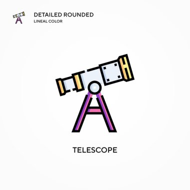 Teleskop vektör simgesi. Modern vektör illüstrasyon kavramları. Düzenlemesi ve kişiselleştirmesi kolay.