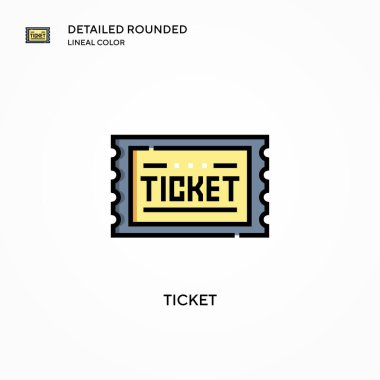 Bilet vektör simgesi. Modern vektör illüstrasyon kavramları. Düzenlemesi ve kişiselleştirmesi kolay.