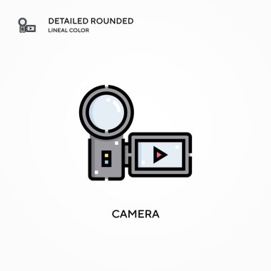Kamera vektör simgesi. Modern vektör illüstrasyon kavramları. Düzenlemesi ve kişiselleştirmesi kolay.