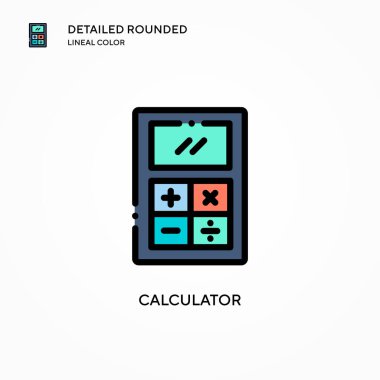 Hesap makinesi vektör simgesi. Modern vektör illüstrasyon kavramları. Düzenlemesi ve kişiselleştirmesi kolay.