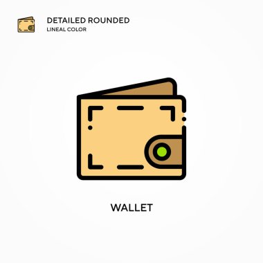 Cüzdan vektör simgesi. Modern vektör illüstrasyon kavramları. Düzenlemesi ve kişiselleştirmesi kolay.