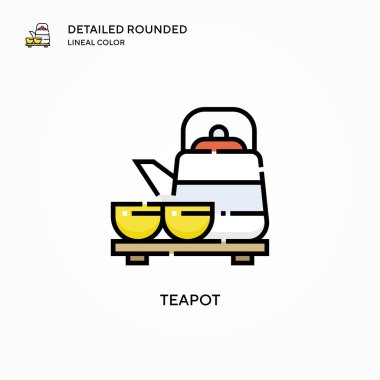Çaydanlık vektör simgesi. Modern vektör illüstrasyon kavramları. Düzenlemesi ve kişiselleştirmesi kolay.