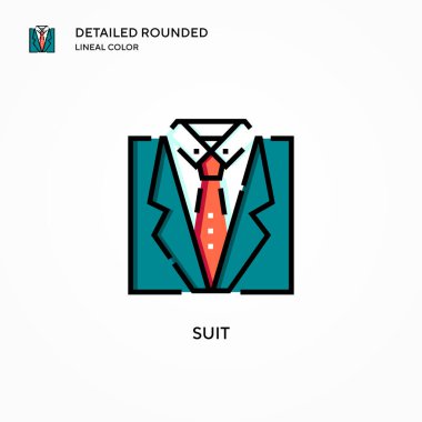 Takım elbise vektör simgesi. Modern vektör illüstrasyon kavramları. Düzenlemesi ve kişiselleştirmesi kolay.