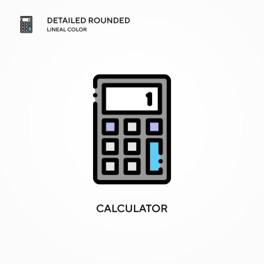 Hesap makinesi vektör simgesi. Modern vektör illüstrasyon kavramları. Düzenlemesi ve kişiselleştirmesi kolay.