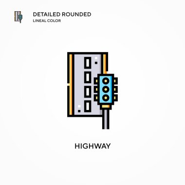 Otoyol vektör simgesi. Modern vektör illüstrasyon kavramları. Düzenlemesi ve kişiselleştirmesi kolay.