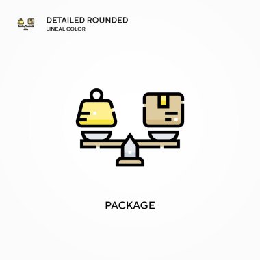 Paket vektör simgesi. Modern vektör illüstrasyon kavramları. Düzenlemesi ve kişiselleştirmesi kolay.