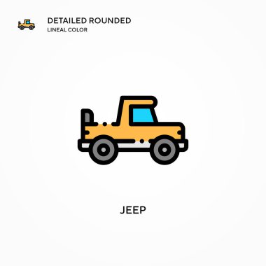 Jeep vektör simgesi. Modern vektör illüstrasyon kavramları. Düzenlemesi ve kişiselleştirmesi kolay.