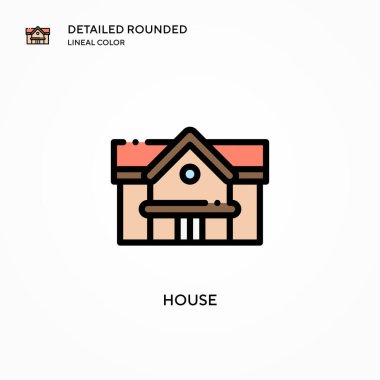 Ev vektör simgesi. Modern vektör illüstrasyon kavramları. Düzenlemesi ve kişiselleştirmesi kolay.