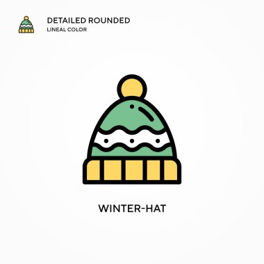 Kış şapkası vektör simgesi. Modern vektör illüstrasyon kavramları. Düzenlemesi ve kişiselleştirmesi kolay.