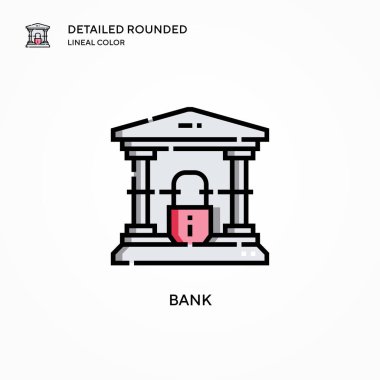 Banka vektör simgesi. Modern vektör illüstrasyon kavramları. Düzenlemesi ve kişiselleştirmesi kolay.