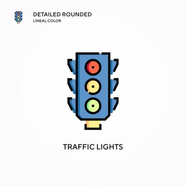 Trafik ışıkları vektör simgesi. Modern vektör illüstrasyon kavramları. Düzenlemesi ve kişiselleştirmesi kolay.